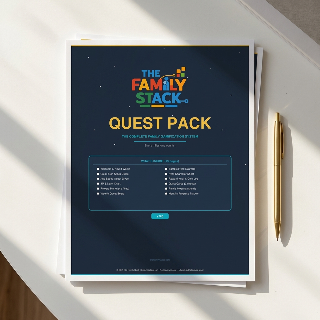 Family Stack Quest Pack — 15-page gamified family system